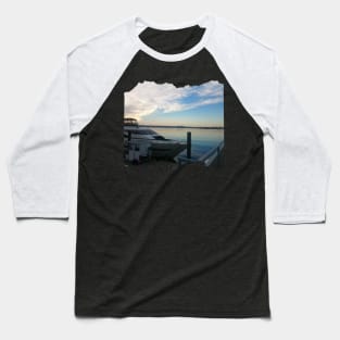 Sunset by the ocean city in USA photography design boat Baseball T-Shirt